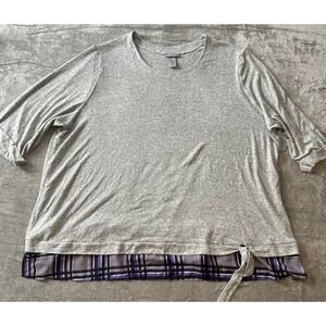 Catherines 4X (30/32W)‎ Top NWT Gray Purple 3/4 Sleeve
